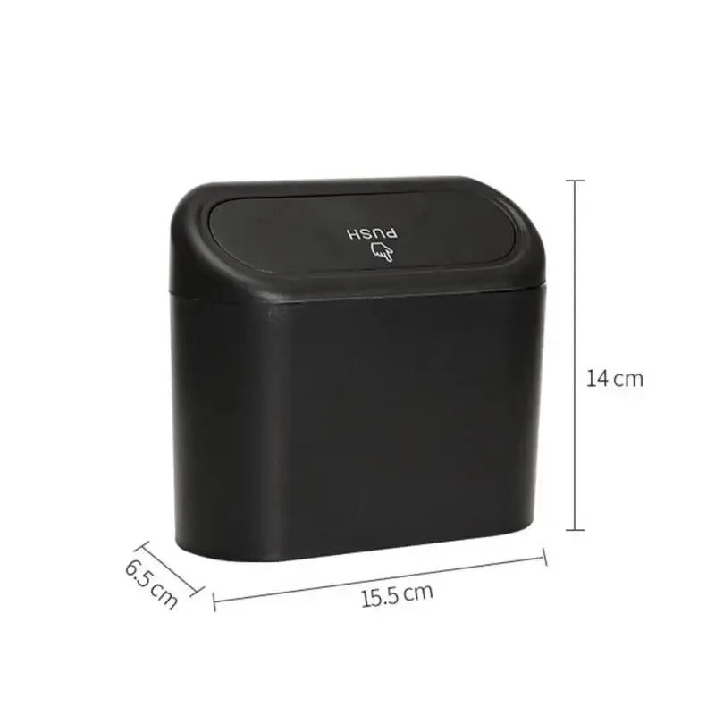 Car Flip Top Trash Can Interior Trash Storage Organizer Storage Box Black ABS Square Universal Organizer Interior Accessories