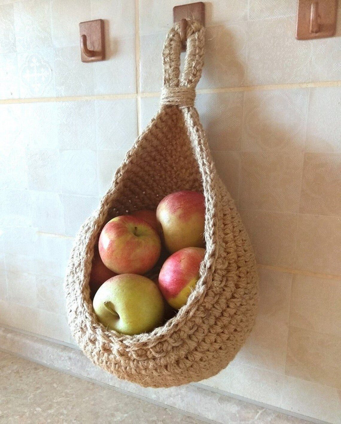 Wall-Mounted Vegetable Storage Fruit Basket Bird's Nest Wall Hanging Water Drop Net Bag Handmade Woven Cotton Rope Wall Hanging Bag for Home Use