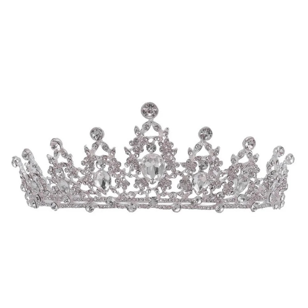 Wedding Hair Tiara Crystal Bridal Tiara Crown Silver Color Diadem Veil Tiaras Wedding Hair Accessories Headpieces Head Jewelry