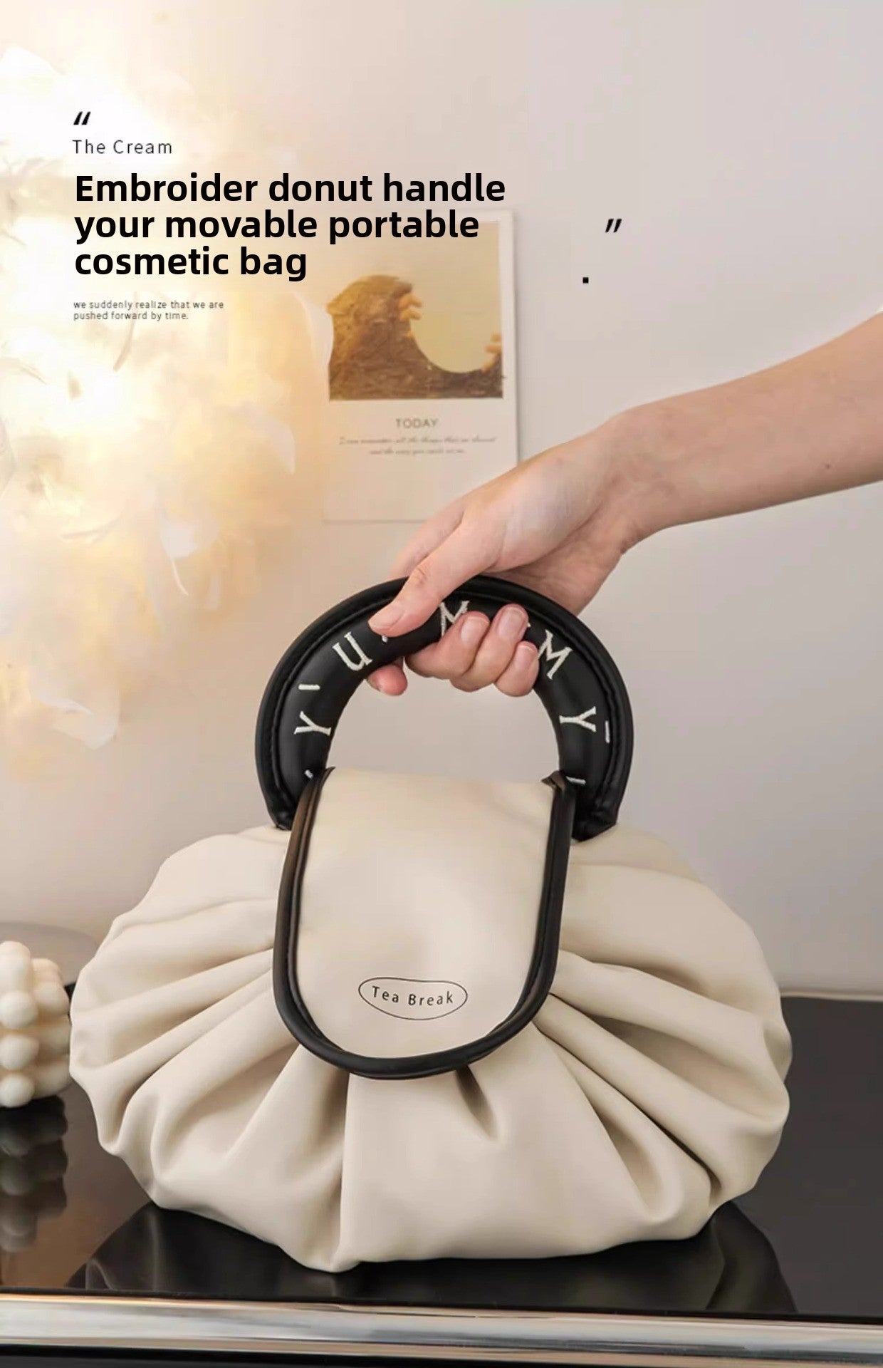 Lazy Makeup Bag for Women, Large Capacity Travel Storage Bag, Flat Drawstring Cosmetic Toiletry Bag for Men