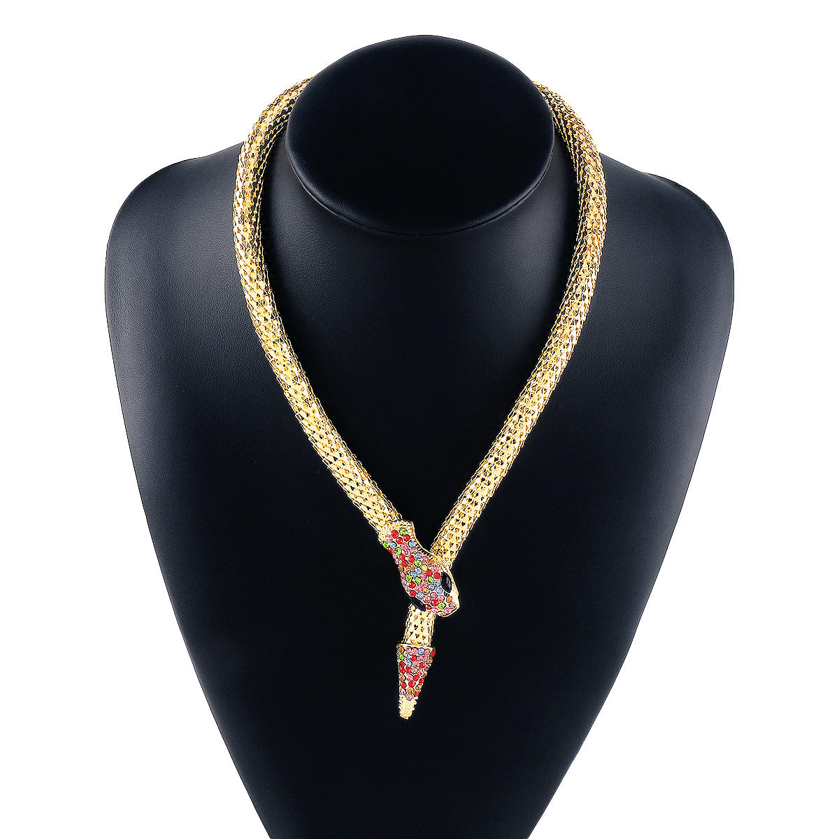 Exaggerated Snake Necklace Punk Personality Hip-Hop Style Necklace Trendy Cool Street Style Show Micro-Inlaid Choker