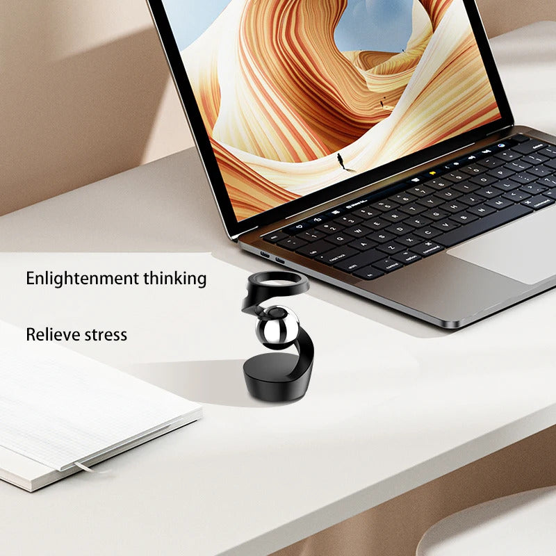 Desktop Rotating Gyroscope Finger Fidget Spinner Toy All Aluminum Alloy Spinning Gyro Silver Metallic Accents For Adults Gift