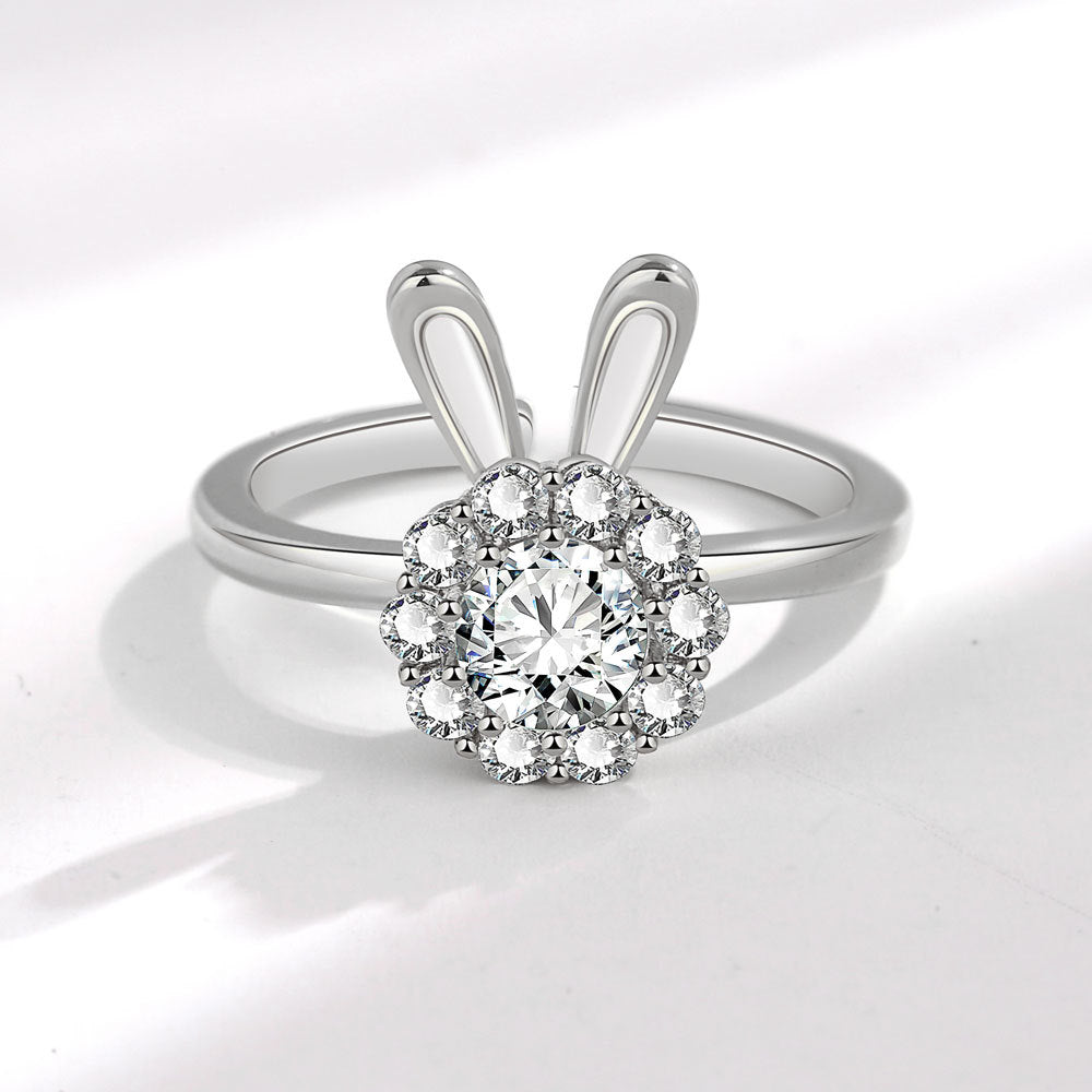 Smart Rabbit Ring for Women, Rotatable Ring, Light Luxury Niche Design, Index Finger Ring, New Trendy Style