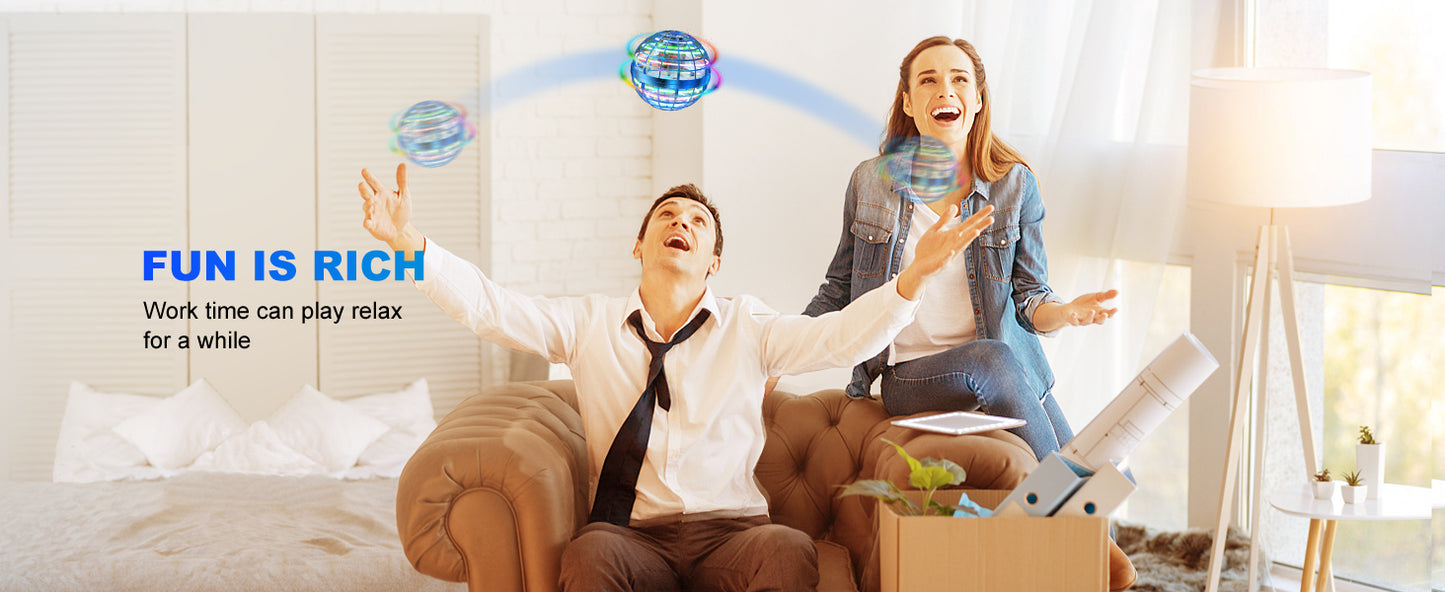 Flying Orb Ball Toy, Hover Ball Boomerang Fly Fidget Spinner, Cool Toys Gifts Hand Mini Drone Cosmic Globe, Indoor Outdoor Toys(Blue)