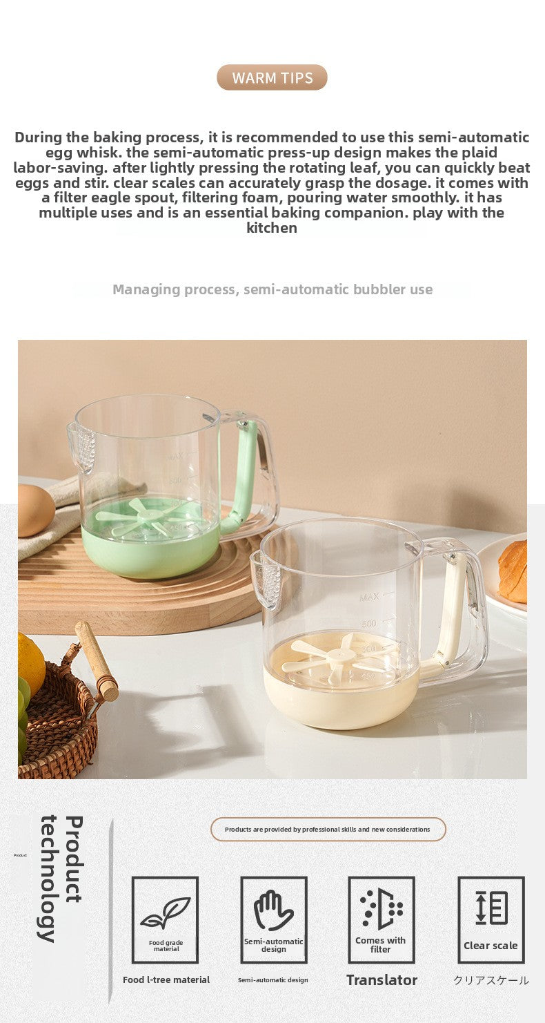 Multifunctional Egg Beater Cup Household Egg Whisk Cream Mixer Manual Foam Beater Egg Beating Stick Baking Large Capacity