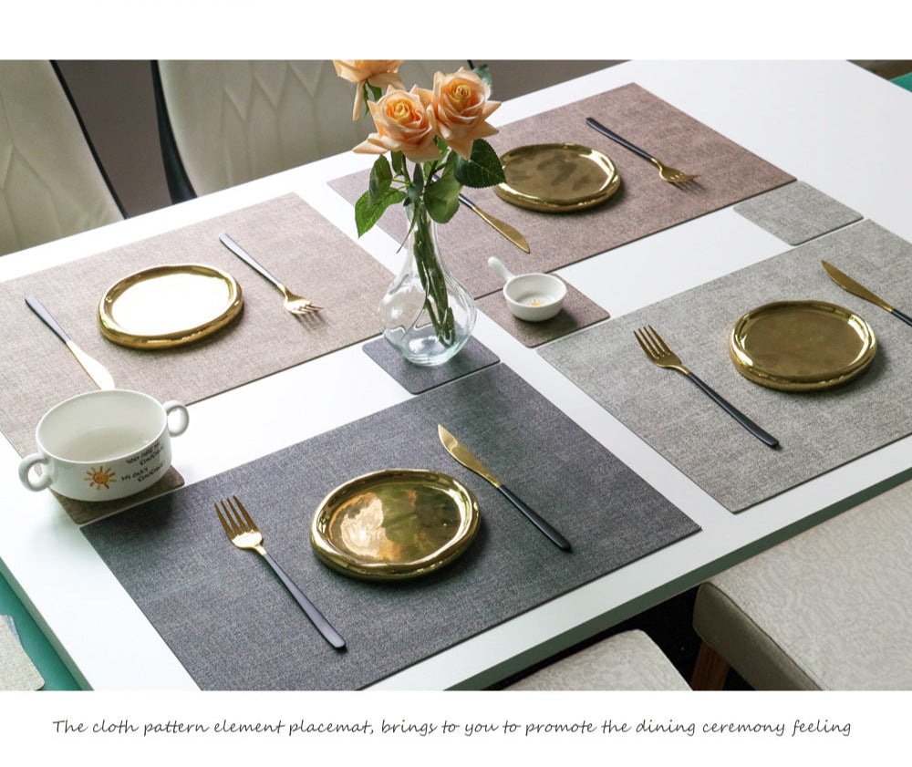 Western Dining Mat Square Cloth Pattern Household Dining Mat Bowl Mat Hotel Leather Dining Table Mat Waterproof Oilproof Heat Insulation Mat
