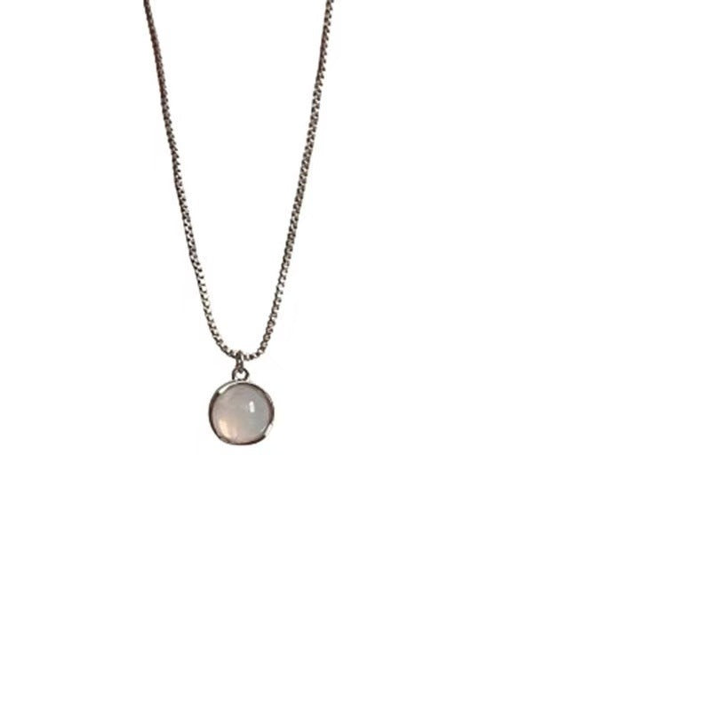 White Moonlight Five-Piece Set Aquamarine Design Necklace Pendant Moonstone Light Luxury and Simplicity Advanced All-Match Necklace Clavicle