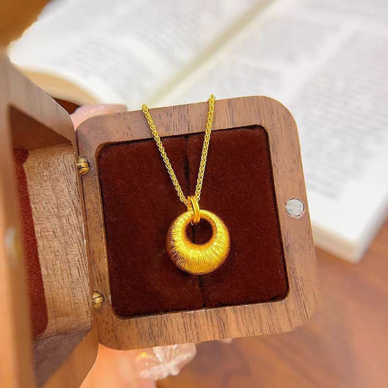 Vietnam Sand Gold Dream Catcher Filigree Peace Buckle Necklace Pendant Fortune Bead Necklace Light Luxury Niche Jewelry