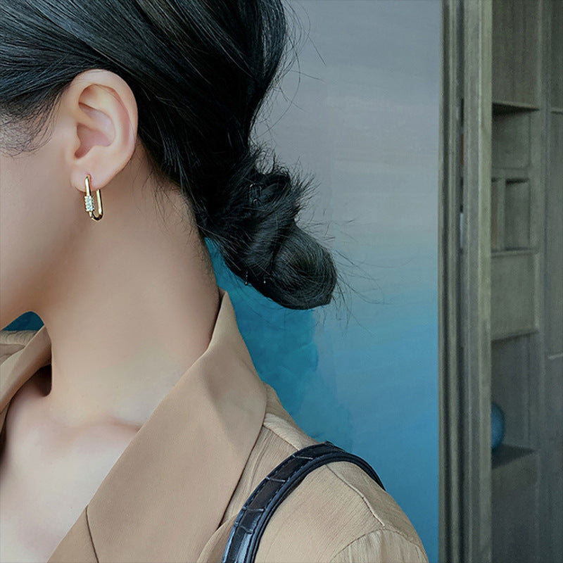 Metal Big Circle Earrings Women's Hong Kong Fashion Women's Ear Jewelry S925 Silver Needle