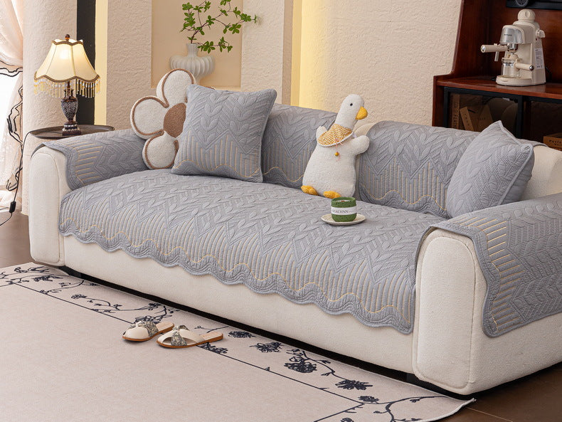 Cream Style Sofa Cushion 2025 New Model All-Season Non-Slip Seat Cushion Light Luxury High-End Genuine Leather Sofa Cover Cloth