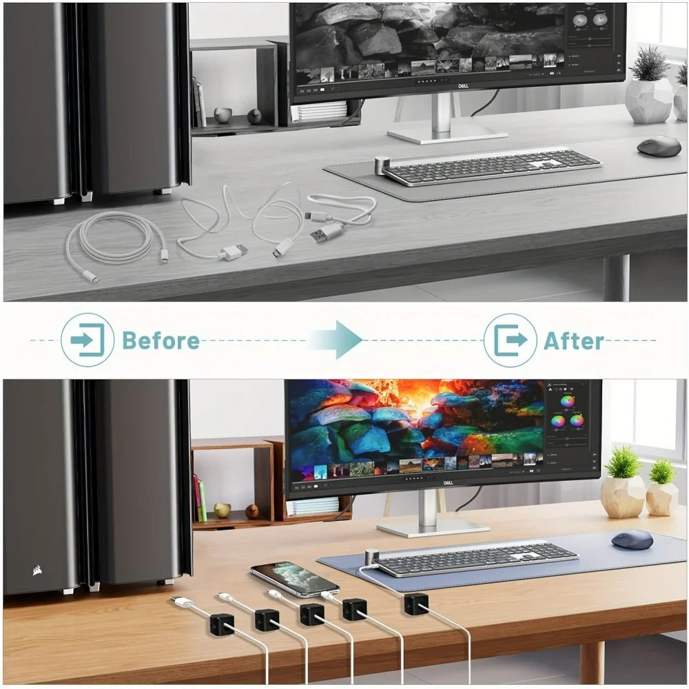 1/3/6Pcs Magnetic Cable Clips Smooth Adjustable Cord Holder Under Desk Cable Management Cable Organizer Wire Keeper Holder
