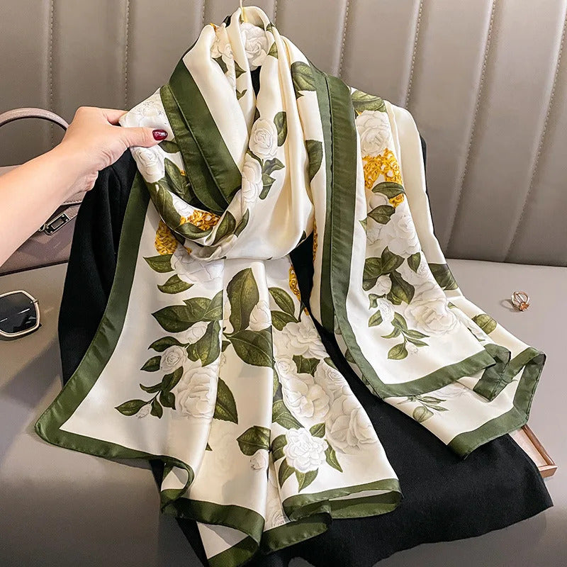 Spring Scarf Women's Luxury Design Polyester Material Smooth Scarf Soft Shawl Beach Scarf