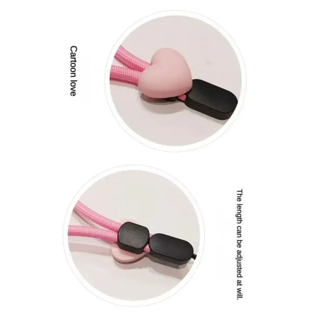 Solid Color Short Love Heart Hanging Rope Adjustable Mobile Phone Phone Strap Colorful Wrist Strap Elastic Mobile Phone Lanyard
