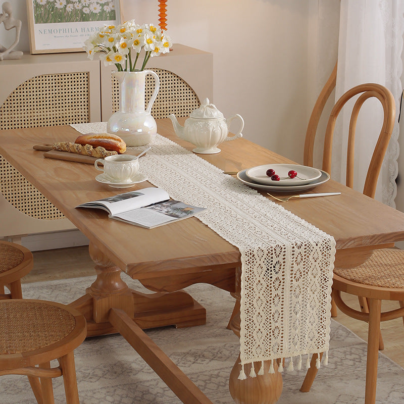 Henggang American Country Style Handwoven Table Runner Tablecloth Strip Tablecloth Coffee Table Cloth Tea Mat Cotton Linen Artistic Table Runner Wholesale
