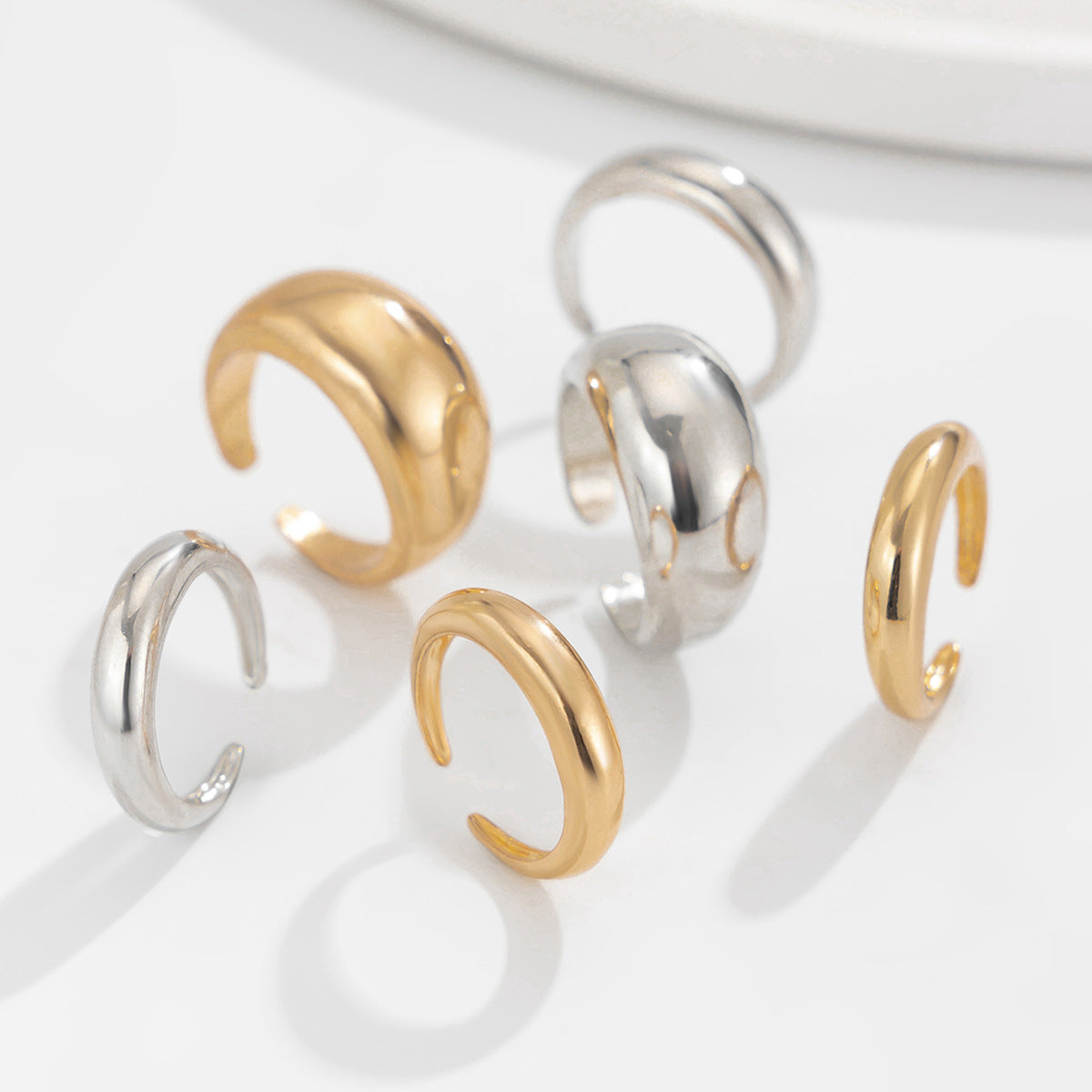 Ins Minimalist Style Trendy Exaggerated Mirror Versatile Ring Personality Alloy Hugging Ring
