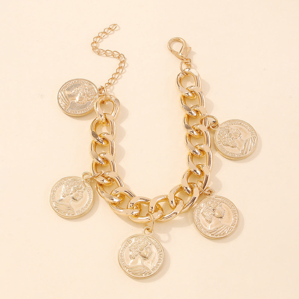 New Exaggerated Alloy Thick Chain Multi-layer Bracelet for Women European and American Fashion Gold Bangle