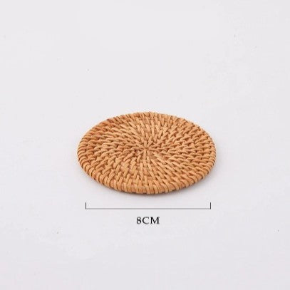 In Stock Vietnam Rattan Coaster Handmade Round Tabletop Tea Coaster Autumn Rattan Dining Table Western Food Mat Heat Insulation Tea Set Accessories