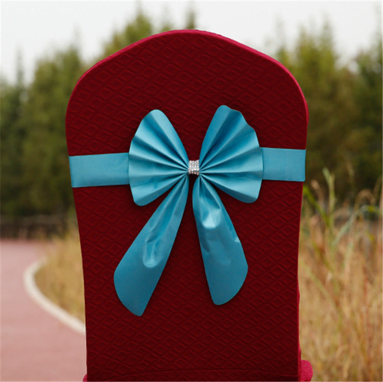 Wedding Chair Back Flower Decoration No-Tie Elastic Bow Chair Sash Chair Cover Chair Back Hotel Banquet Special