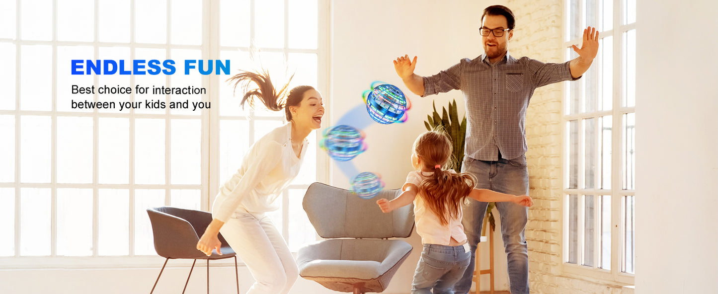 Flying Orb Ball Toy, Hover Ball Boomerang Fly Fidget Spinner, Cool Toys Gifts Hand Mini Drone Cosmic Globe, Indoor Outdoor Toys(Blue)