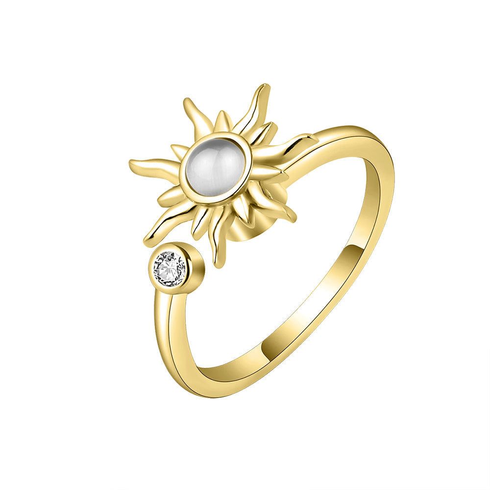 Hot Item Rotatable Sunflower Ring Anti-Anxiety Stress Relief Adjustable Ring