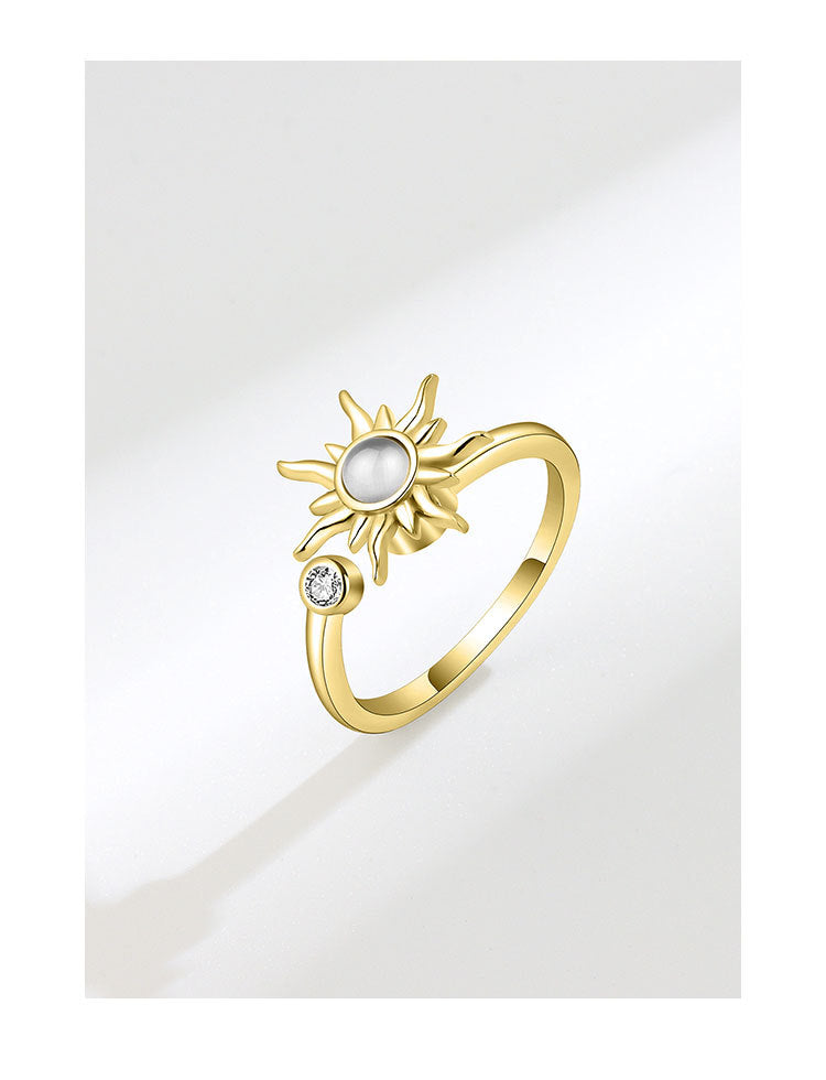 Hot Item Rotatable Sunflower Ring Anti-Anxiety Stress Relief Adjustable Ring