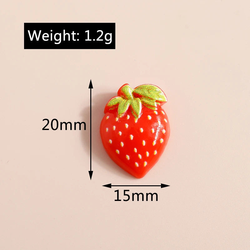 10pcs Mix Cute Mini Fruit Charms Pear Cherry Pineapple Peach Avocado Flat Back Resin Cabochons Scrapbook DIY Jewelry Accessories