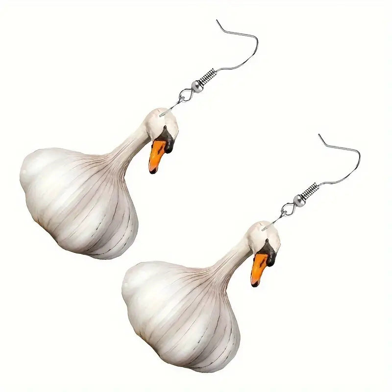 Independent Cross-border New Product Funny Creative Garlic Duck Duck Earrings for Women European and American Fashion Festival Animal Ear Accessories
