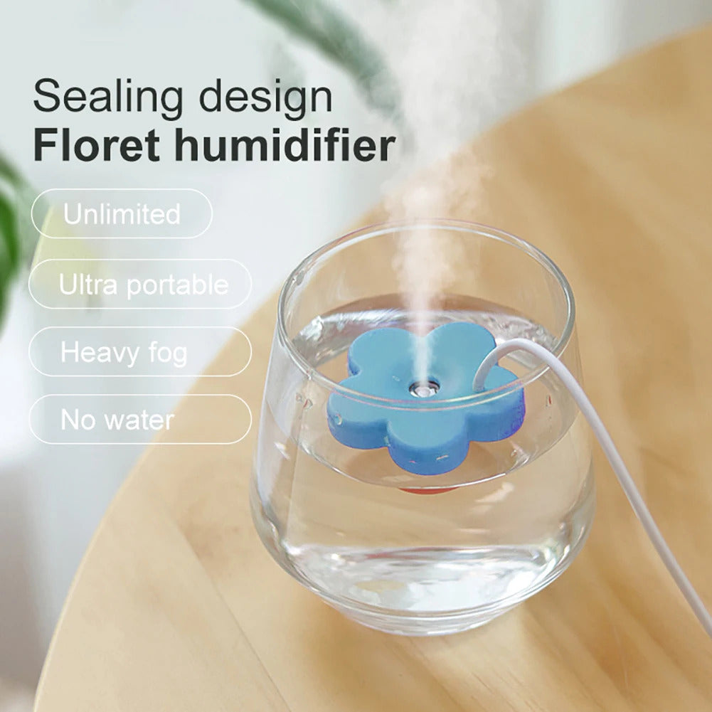 Portable Air Humidifier Petal Shaped Mini Ultrasonic Air Humidifier DC 5V 1A Aromatherapy Humidifiers Diffusers for Home Bedroom