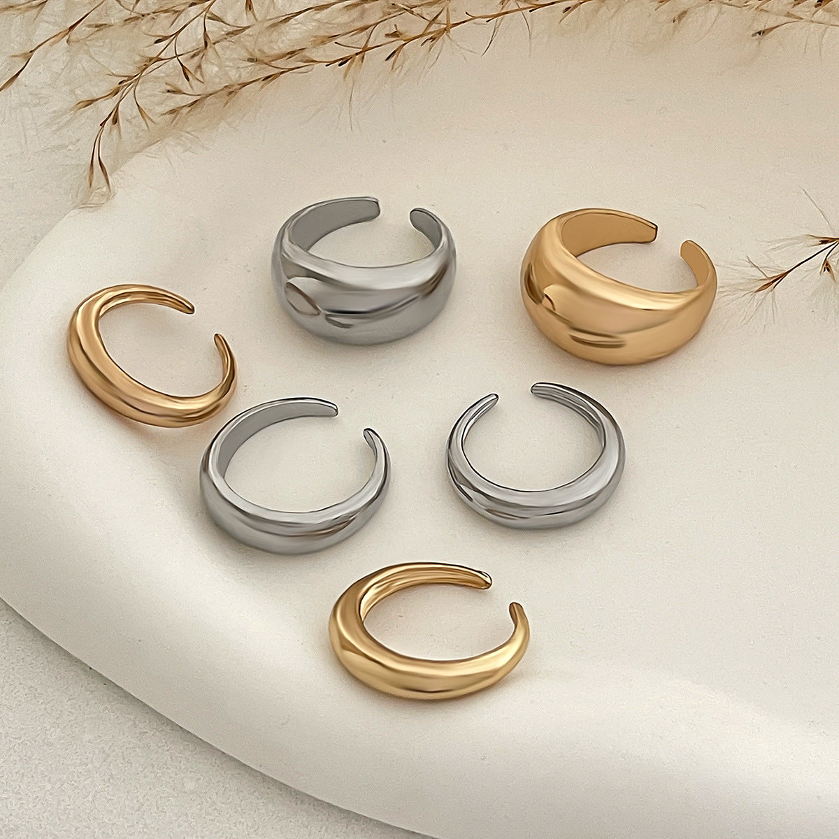Ins Minimalist Style Trendy Exaggerated Mirror Versatile Ring Personality Alloy Hugging Ring