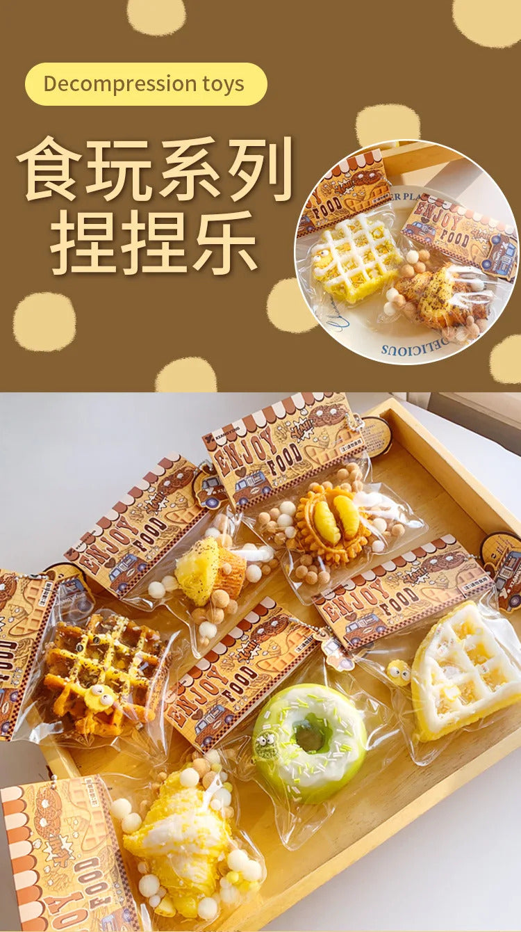 Squishy Food Creative Kids Fidget Toy Simulation exquisite Waffle Bread Toast Donuts Slow Rising Squeeze Stress Relief Toys