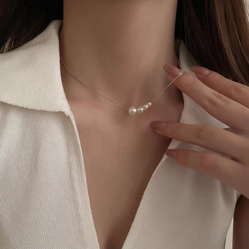 Li Luo New S925Sterling Silver Pearl Necklace Accessory for Women, Non-Fading, High-End Feel, Versatile Spring/Summer Clavicle Chain Wholesale