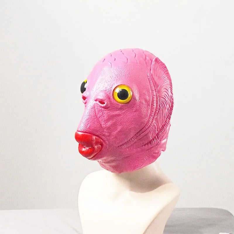Hip Hop Animal Green Head Fish Mask Head Cover Halloween Green Fish Man Green Fish Head Monster Mask Performance Head Jewelry