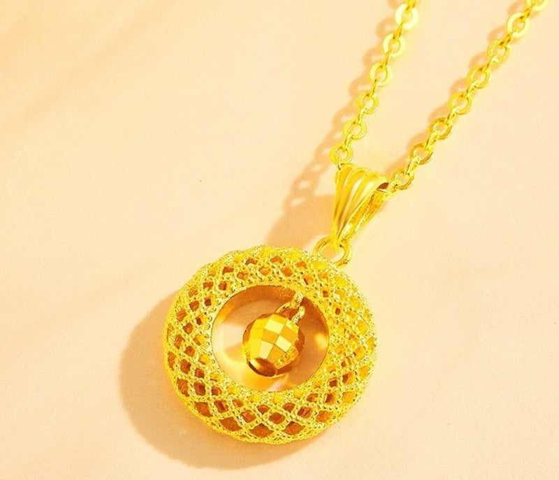 Vietnam Sand Gold Dream Catcher Filigree Peace Buckle Necklace Pendant Fortune Bead Necklace Light Luxury Niche Jewelry