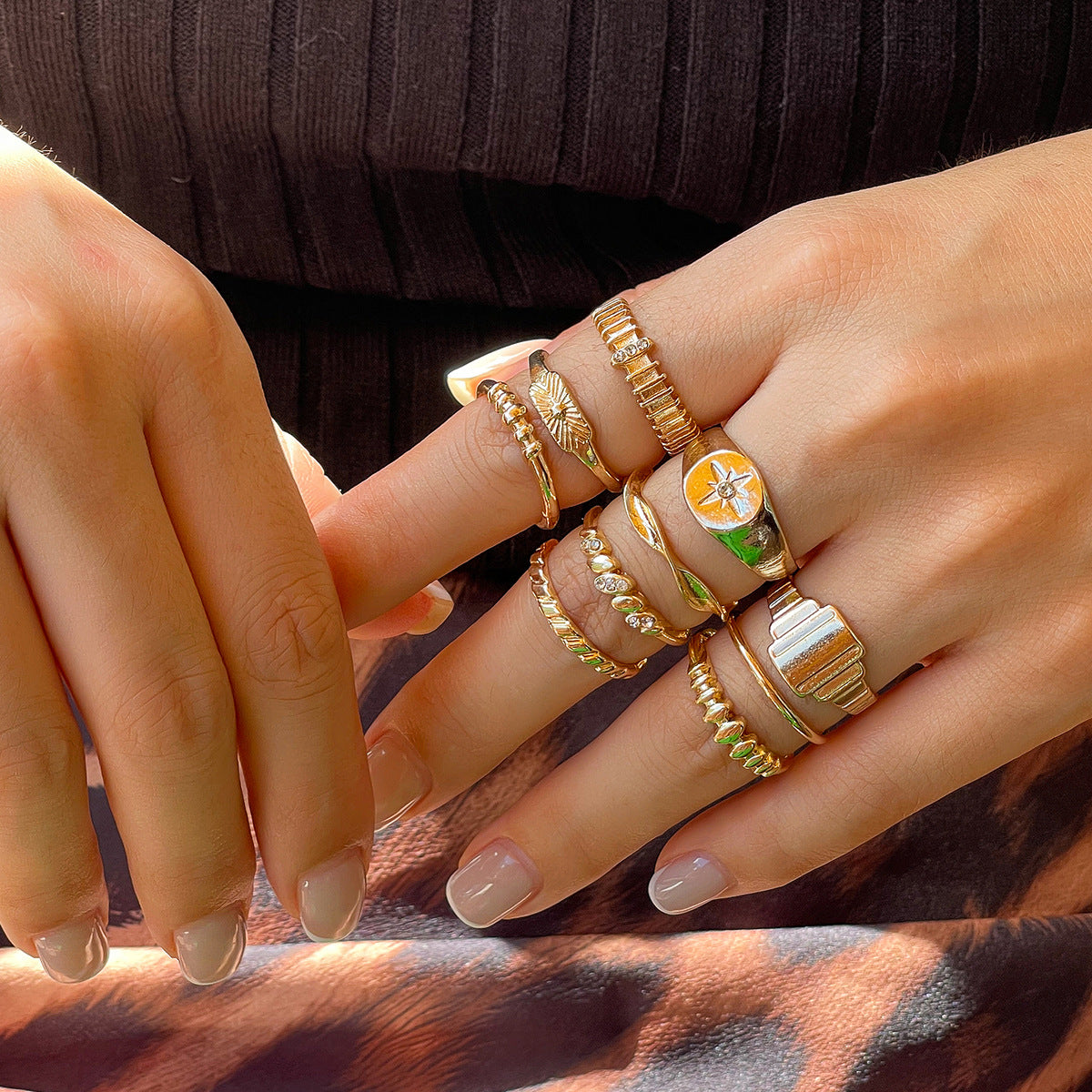 Ins Minimalist Style Trendy Exaggerated Mirror Versatile Ring Personality Alloy Hugging Ring