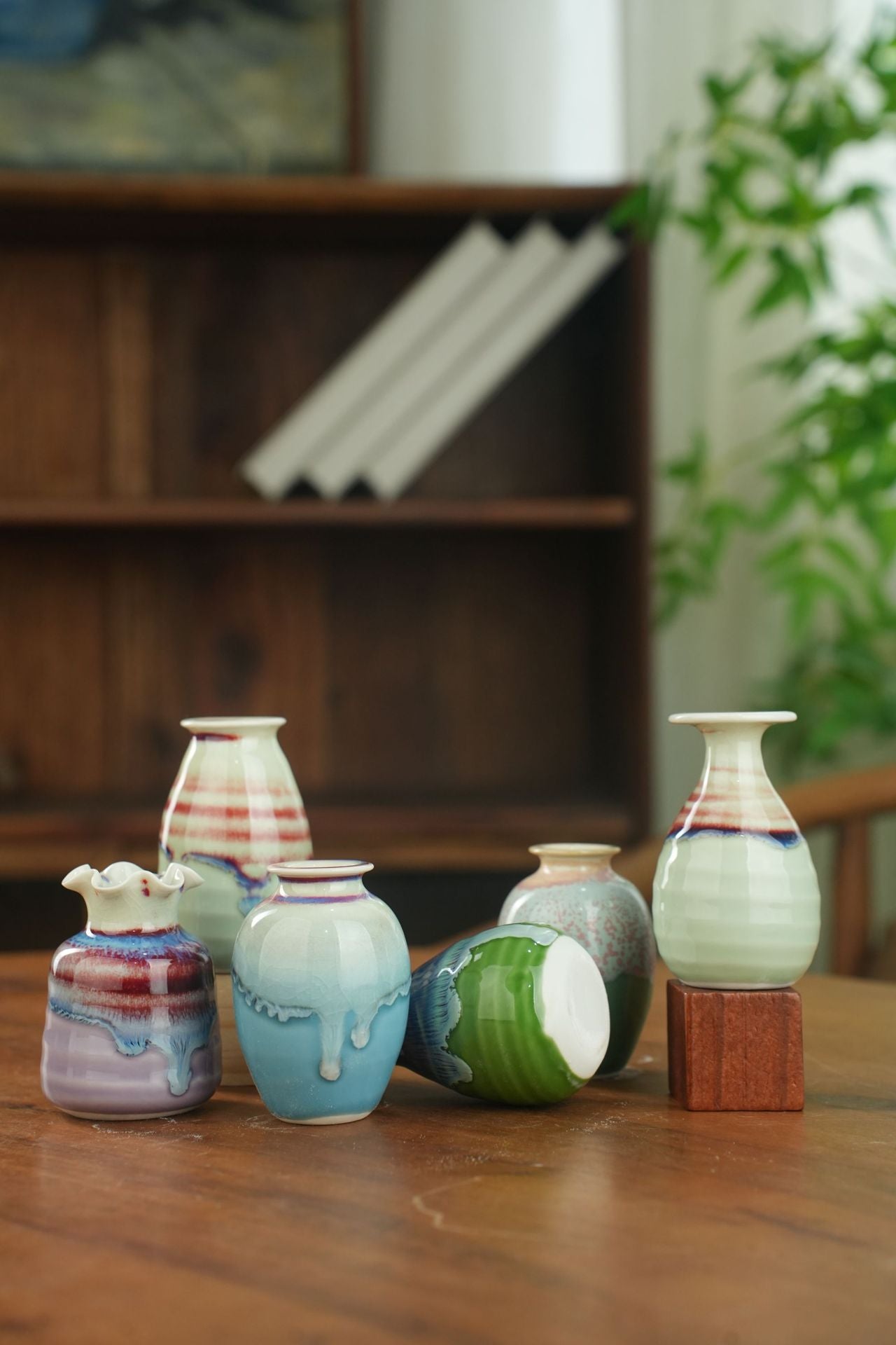 Kiln Change Mini Ceramic Small Vase Refrigerator Magnet Hydroponic Aromatherapy Craft