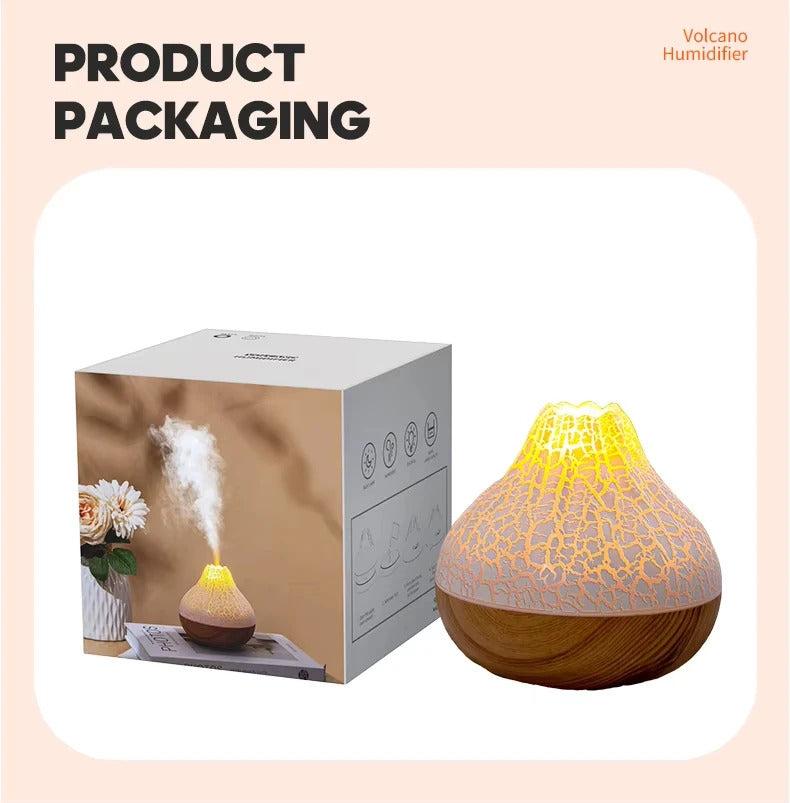 Air Humidifier Volcano Aroma Diffuser USB Water Mist Diffuser Purifier Air Freshener Nebulizer with Colorful Night Light