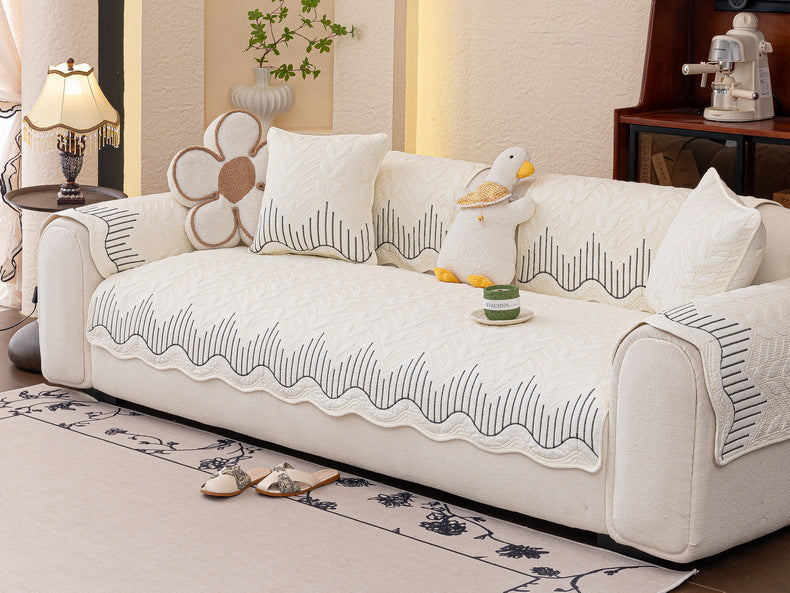 Cream Style Sofa Cushion 2025 New Model All-Season Non-Slip Seat Cushion Light Luxury High-End Genuine Leather Sofa Cover Cloth