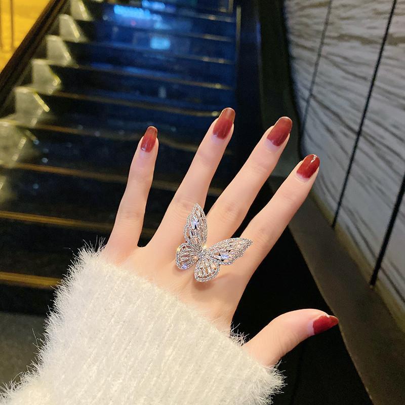 Ring jewelry batch hollow butterfly ring exaggerated ring does not fade jewelry