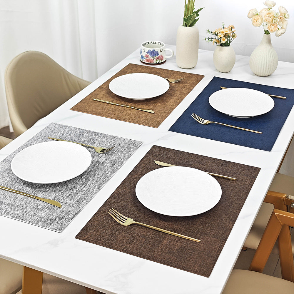 Western Dining Mat Square Cloth Pattern Household Dining Mat Bowl Mat Hotel Leather Dining Table Mat Waterproof Oilproof Heat Insulation Mat