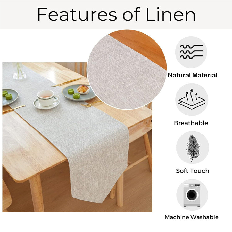 Nordic Bedside Towel Solid Color Linen Simple Style Long Table Runner Tea Flag Cloth Sideboard New Chinese Style Tea Table Towel