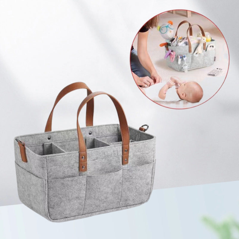 Felt Bag Cross-Border Large Capacity Maternal and Child Supplies Storage Bag Foldable Handbag for Going out Felt Baby Diapers Bag