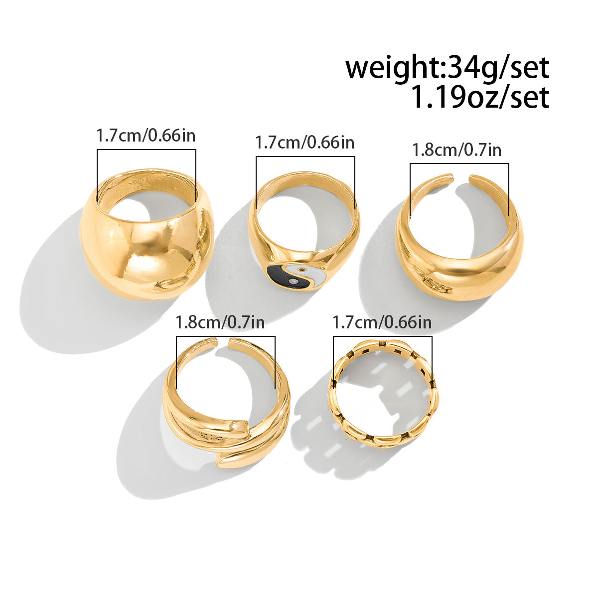 Ins Minimalist Style Trendy Exaggerated Mirror Versatile Ring Personality Alloy Hugging Ring