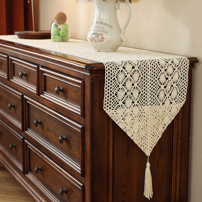 Henggang American Country Style Handwoven Table Runner Tablecloth Strip Tablecloth Coffee Table Cloth Tea Mat Cotton Linen Artistic Table Runner Wholesale