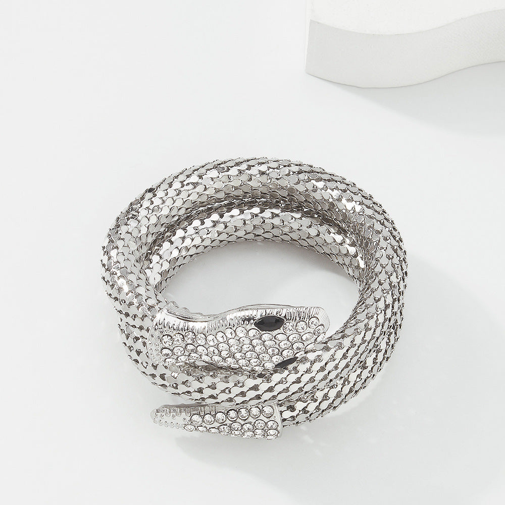 Exaggerated Snake Necklace Punk Personality Hip-Hop Style Necklace Trendy Cool Street Style Show Micro-Inlaid Choker