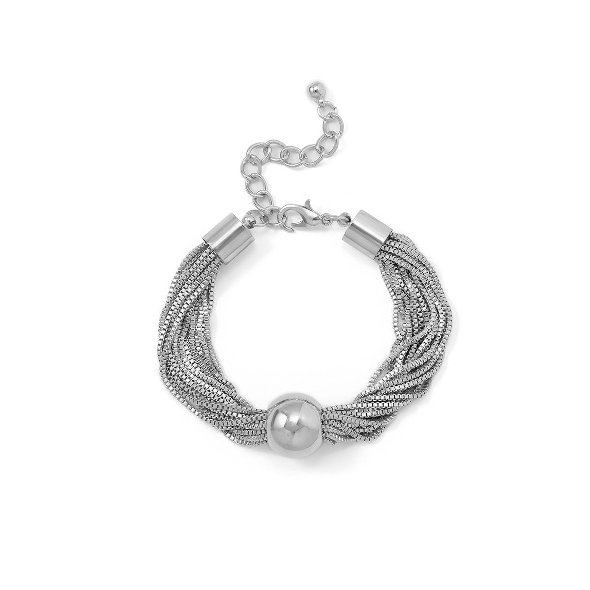 Cross-Border Exaggerated Punk Multi-Layer Chain Stacked Necklace Simple Niche Geometric Ball Personality Choker Necklace