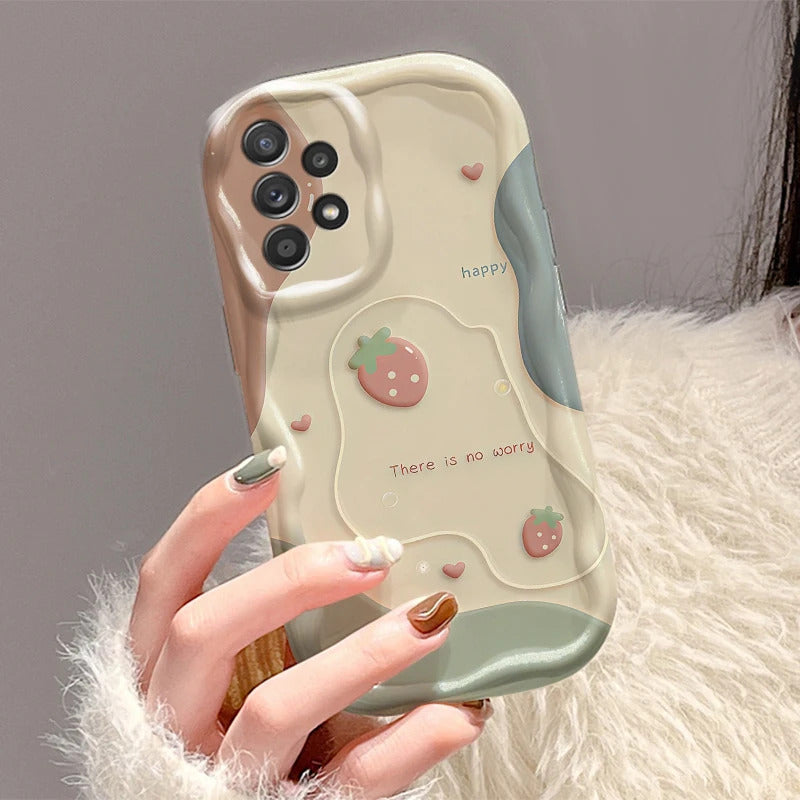 Green And Sweet Flowers For Samsung S24 S23 S21 S20 Ultra Plus FE A73 A72 A71 A51 A31 A05S A05 A04 5G Wave Oil Funda Phone Case