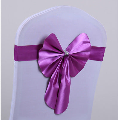 Wedding Chair Back Flower Decoration No-Tie Elastic Bow Chair Sash Chair Cover Chair Back Hotel Banquet Special