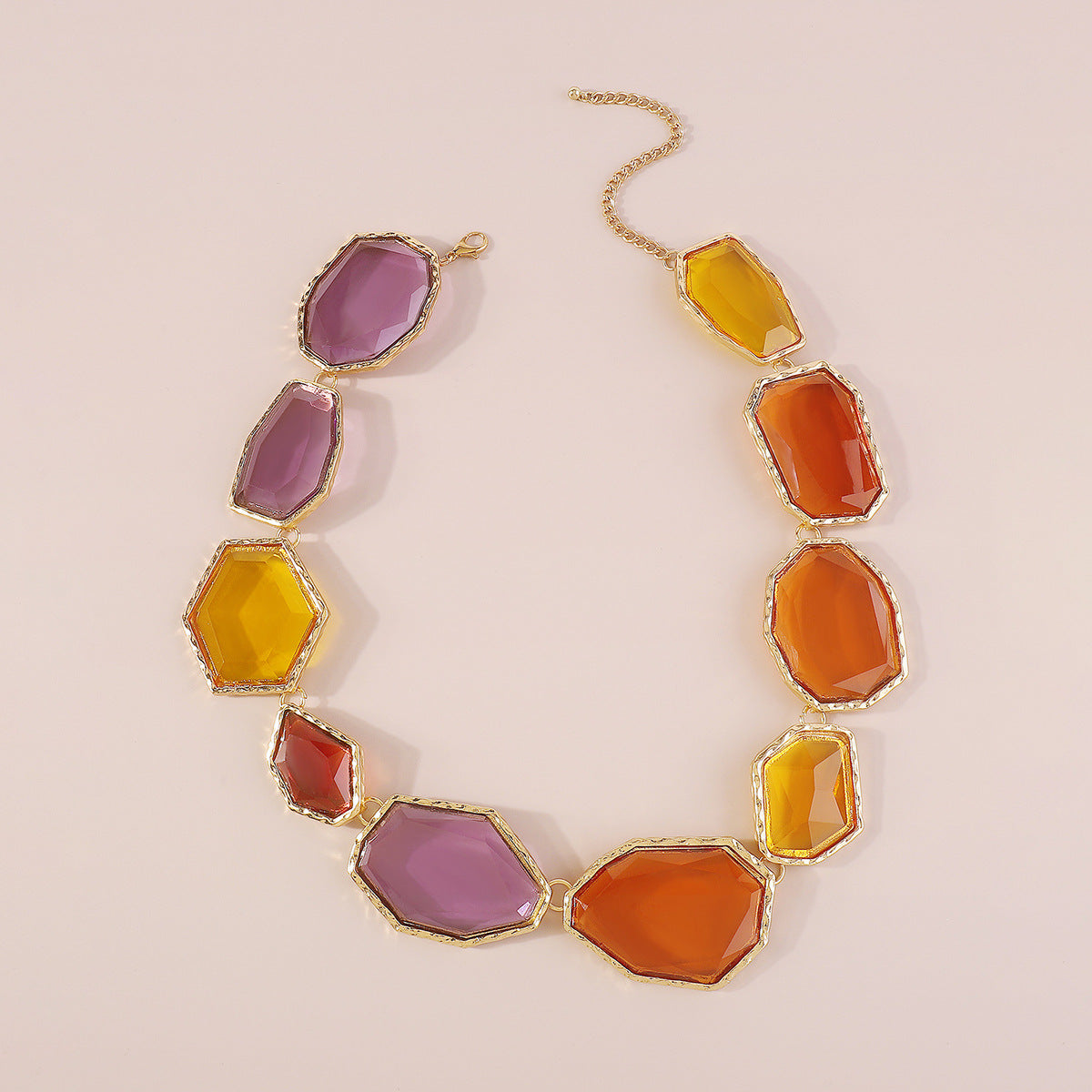 Trendy Accessories ZA Personality Fashion Exaggerated Geometric Resin Colorful Earrings Necklace