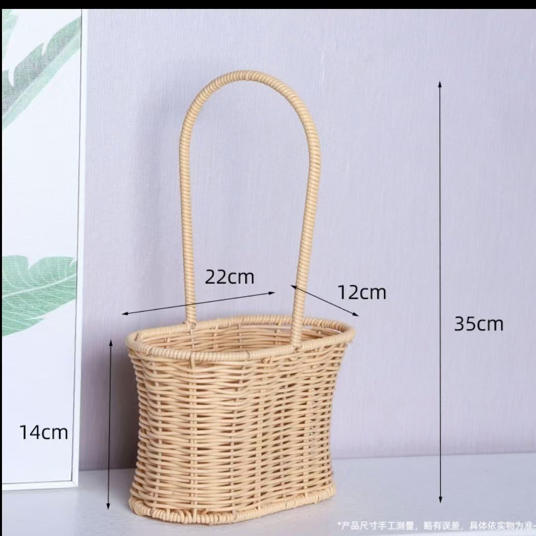 New Gift Hat Flower Basket Fresh Flower Bouquet Flower Arrangement Handheld Basket Handmade Creative Gift DIY Floral Art Materials Woven Flower Basket