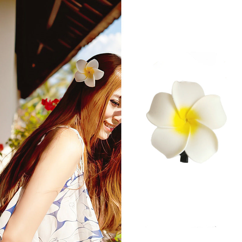 Dai People Dress up Seaside Vacation Plumeria Rubra Barrettes Travel Headdress for Taking Photos Flower Side Clip Small Size Fairy Hairpin